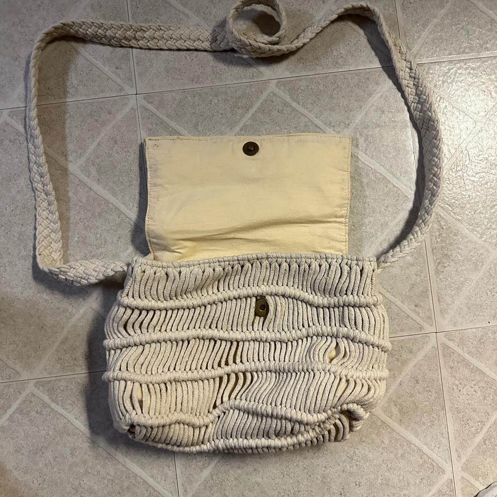 Universal Thread cream String Fringe purse